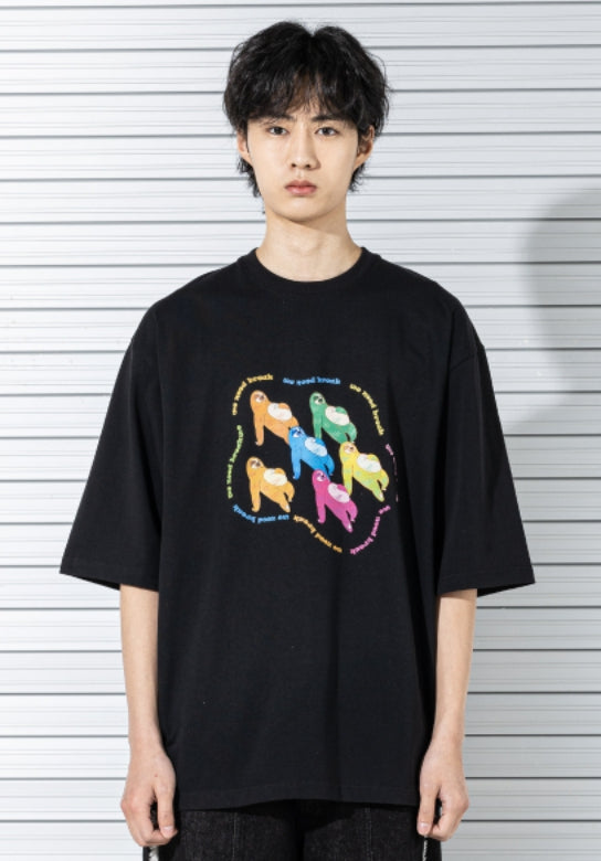 マスノウン(MASSNOUN) NEED BREAK OVERSIZED T-SHIRTS MSTTS010-BK