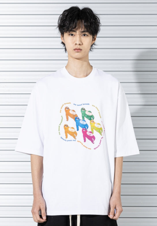 マスノウン(MASSNOUN) NEED BREAK OVERSIZED T-SHIRTS MSTTS010-WT