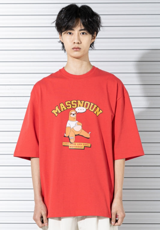 マスノウン(MASSNOUN)  RELAX SLOTH OVERSIZED T-SHIRTS MSTTS011-RD