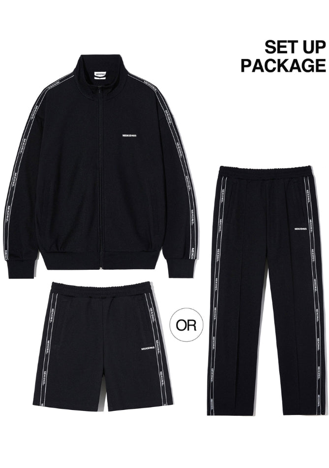 ネイキドニス(NEIKIDNIS) JACQUARD LINE TRACK ZIP UP SET-UP / BLACK