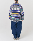 Q CUMBERS (キューカンバース) MIX PATTERN PULLOVER SWEATER/ Multi