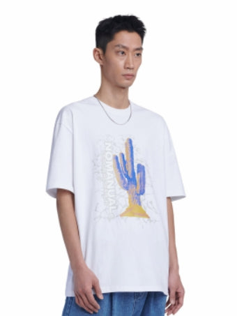 NOMANUAL(ノーマニュアル)  CACTUS T-SHIRT - WHITE