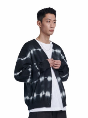NOMANUAL(ノーマニュアル)  NM TIE DYE CARDIGAN - BLACK