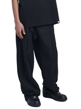 NOMANUAL(ノーマニュアル)  OPEN TUCK PANTS - BLACK