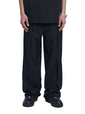 NOMANUAL(ノーマニュアル)  OPEN TUCK PANTS - BLACK