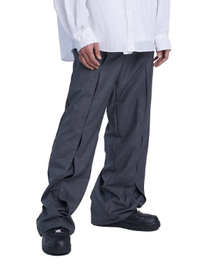 NOMANUAL(ノーマニュアル)  OPEN TUCK PANTS - GRAY