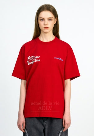 アクメドラビ(acme' de la vie) VINTAGE SLOGAN SHORT SLEEVE T-SHIRT RED