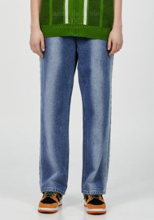 アクメドラビ(acme' de la vie) STRIPE BRUSH WASHING DENIM PANTS BLUE