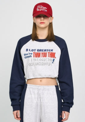 アクメドラビ(acme' de la vie) COLORS SCHEME SETUP CROP SWEATSHIRT NAVY