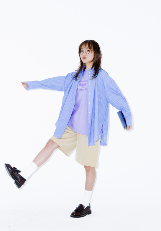 デイライフ(Daylife) Signature Logo Half T-shirt (Purple)