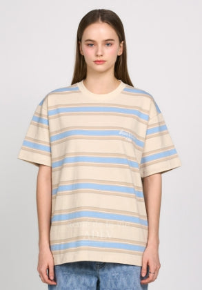 アクメドラビ(acme' de la vie) SCRIPT LOGO STRIPE SHORT SLEEVE T-SHIRT IVORY