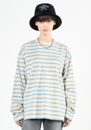アクメドラビ(acme' de la vie) SCRIPT LOGO STRIPE LONG SLEEVE T-SHIRT IVORY