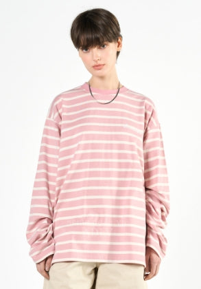 アクメドラビ(acme' de la vie) SCRIPT LOGO STRIPE LONG SLEEVE T-SHIRT PINK