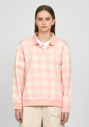 アクメドラビ(acme' de la vie) ARGYLE PATTERN PIQUE SHIRT PINK