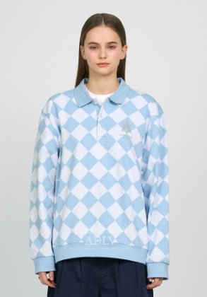 アクメドラビ(acme' de la vie) ARGYLE PATTERN PIQUE SHIRT SKYBLUE