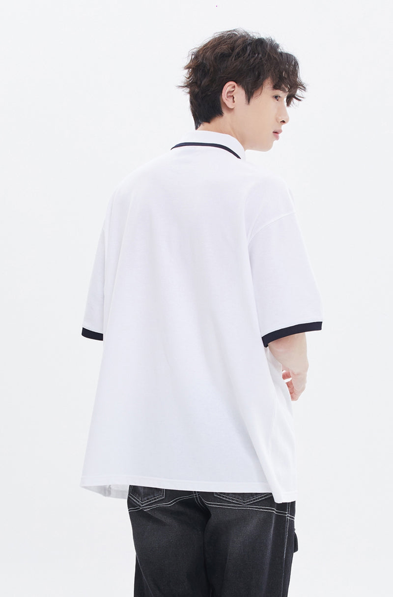 ROMANTIC CROWN(ロマンティック クラウン) HEART LOGO PIQUE SHIRT_WHITE