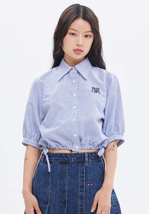 ROMANTIC CROWN(로맨틱 크라운) WOMANS BALLOON STRIPE SHIRT_BLUE