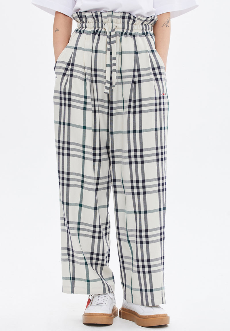 ROMANTIC CROWN(ロマンティック クラウン) WOMANS CROSS CHECK PANTS_OATMEAL