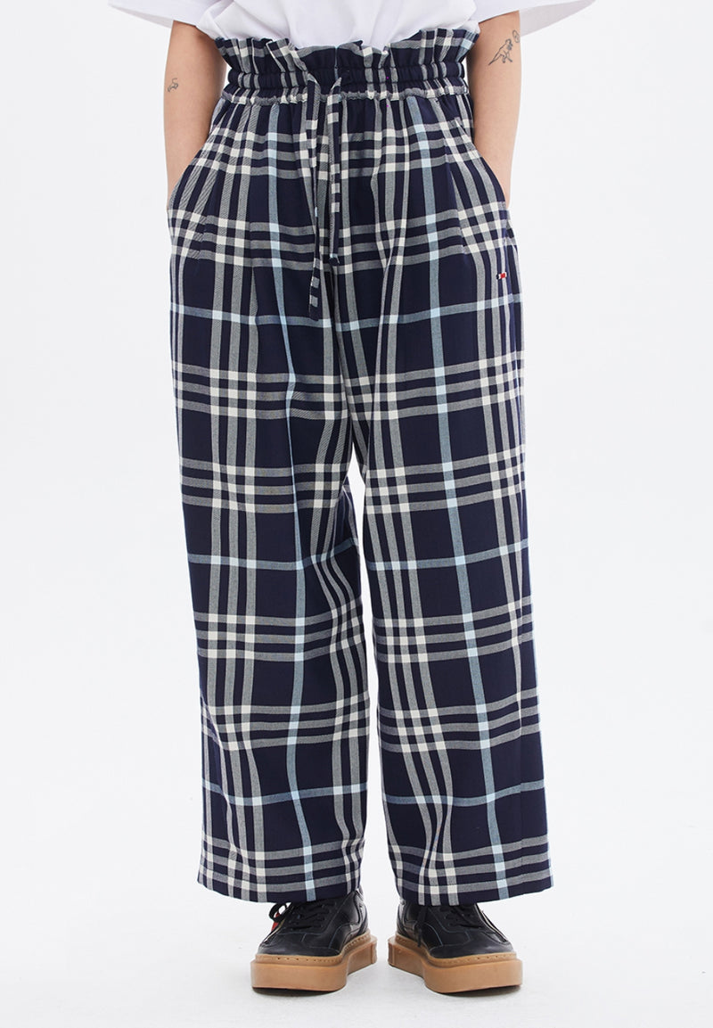 ROMANTIC CROWN(ロマンティック クラウン) WOMANS CROSS CHECK PANTS_NAVY