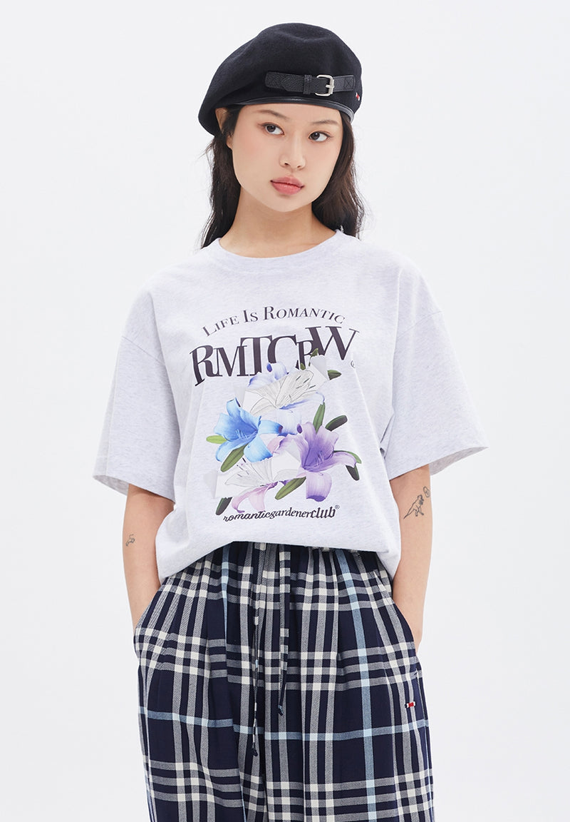 ROMANTIC CROWN(로맨틱 크라운) PASTEL LILY TEE_LIGHT GREY