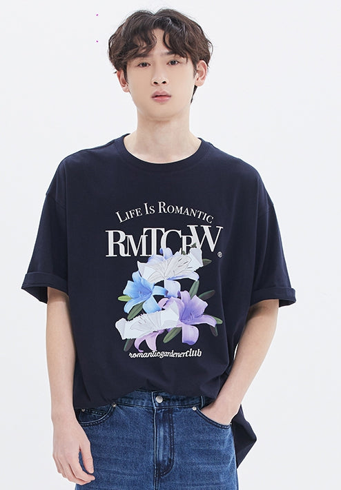 ROMANTIC CROWN(로맨틱 크라운) PASTEL LILY TEE_NAVY