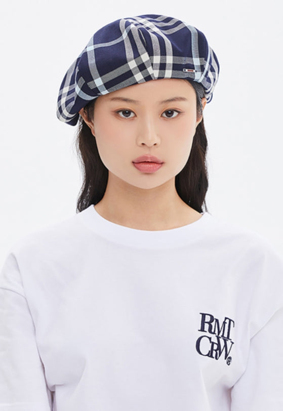 ROMANTIC CROWN(로맨틱 크라운) CROSS CHECK NEWS BOY CAP_NAVY