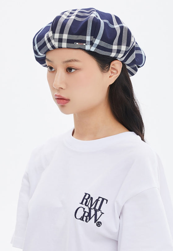 ROMANTIC CROWN(로맨틱 크라운) CROSS CHECK NEWS BOY CAP_NAVY