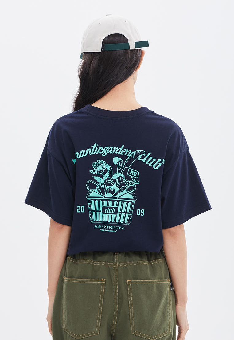ROMANTIC CROWN(로맨틱 크라운) FLOWER BUCKET TEE_NAVY