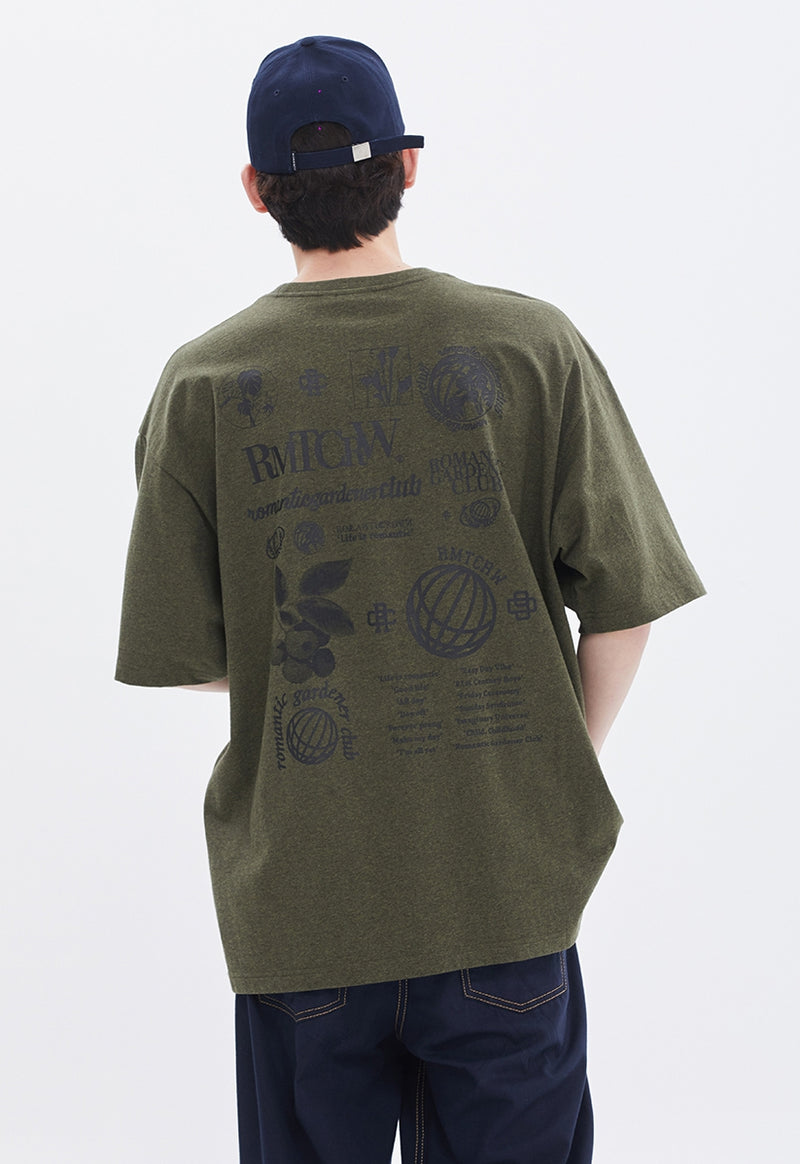 ROMANTIC CROWN(로맨틱 크라운) MONOCHROME GRAPHIC TEE_MELANGE KHAKI