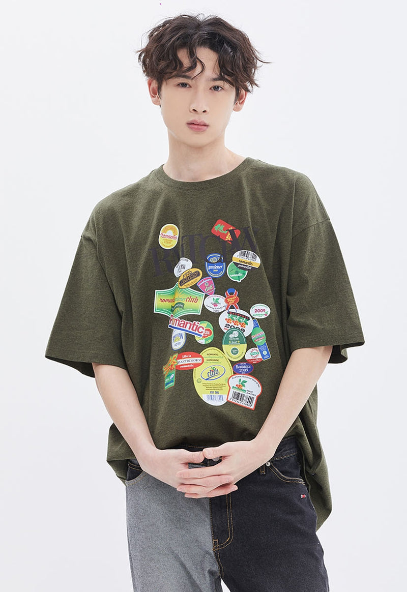 ROMANTIC CROWN(ロマンティック クラウン) FRUIT LABEL TEE_MELANGE KHAKI