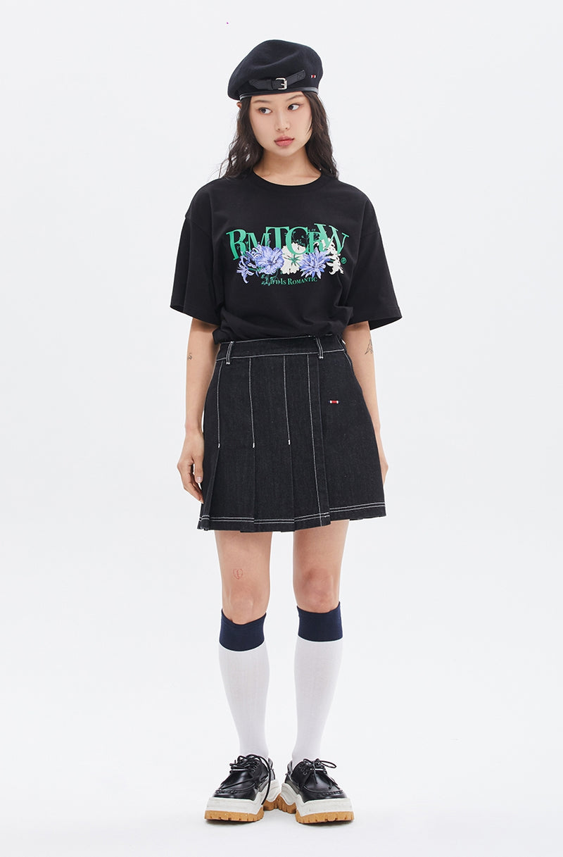ROMANTIC CROWN(ロマンティック クラウン) RECENT LOGO FLOWER TEE_BLACK