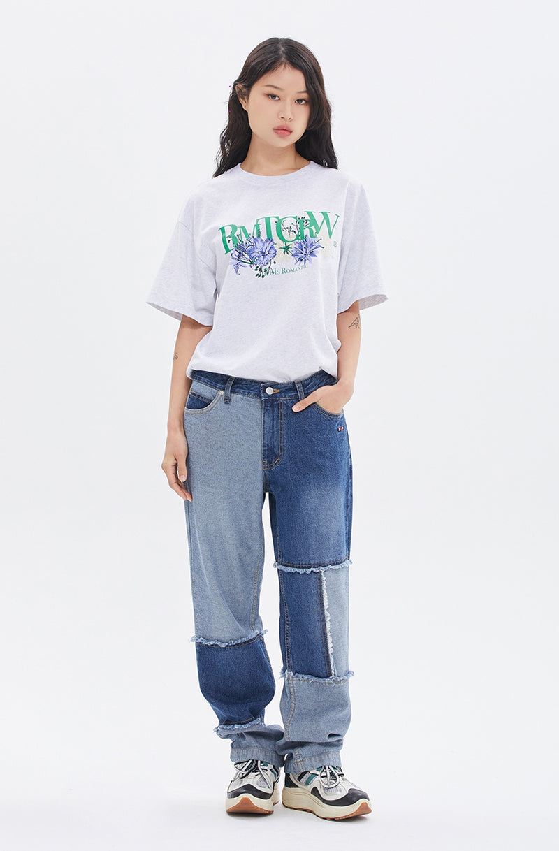 ROMANTIC CROWN(ロマンティック クラウン) RECENT LOGO FLOWER TEE_LIGHT GREY