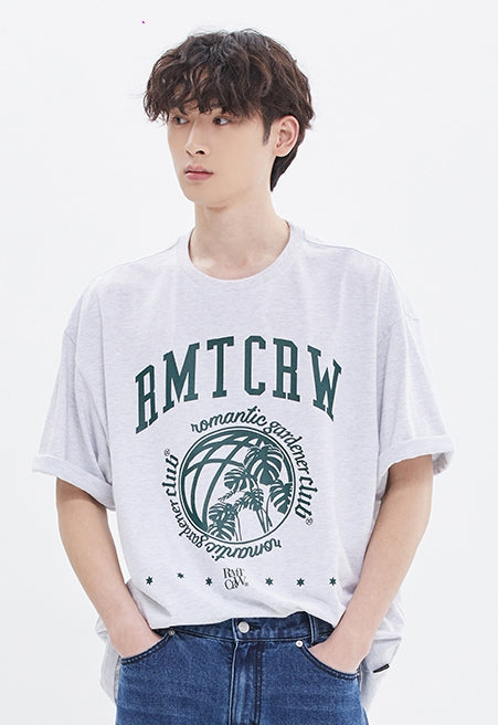 ROMANTIC CROWN(ロマンティック クラウン) GLOBE SELVAS TEE_LIGHT GREY