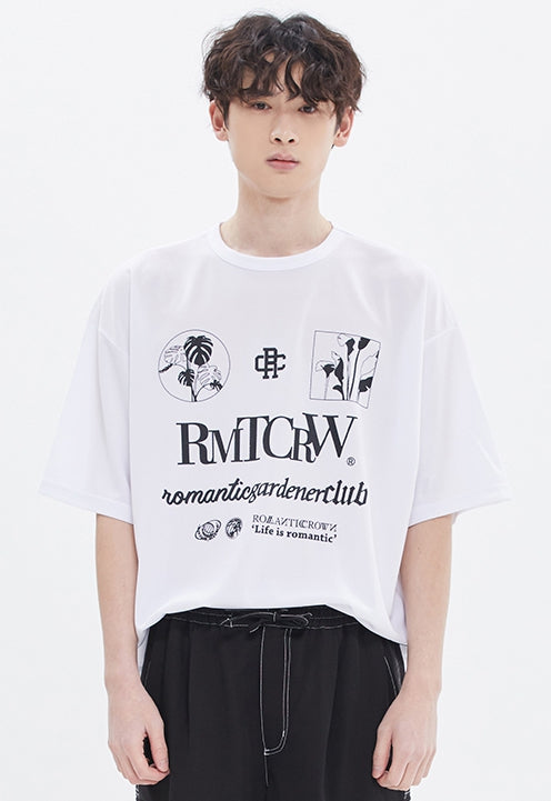 ROMANTIC CROWN(ロマンティック クラウン) MONOCHROME SLOGAN TEE_WHITE