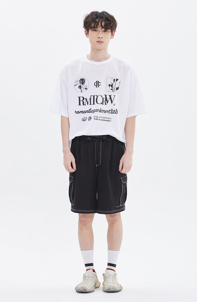 ROMANTIC CROWN(ロマンティック クラウン) MONOCHROME SLOGAN TEE_WHITE