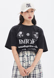 ROMANTIC CROWN(ロマンティック クラウン)  MONOCHROME SLOGAN TEE_BLACK