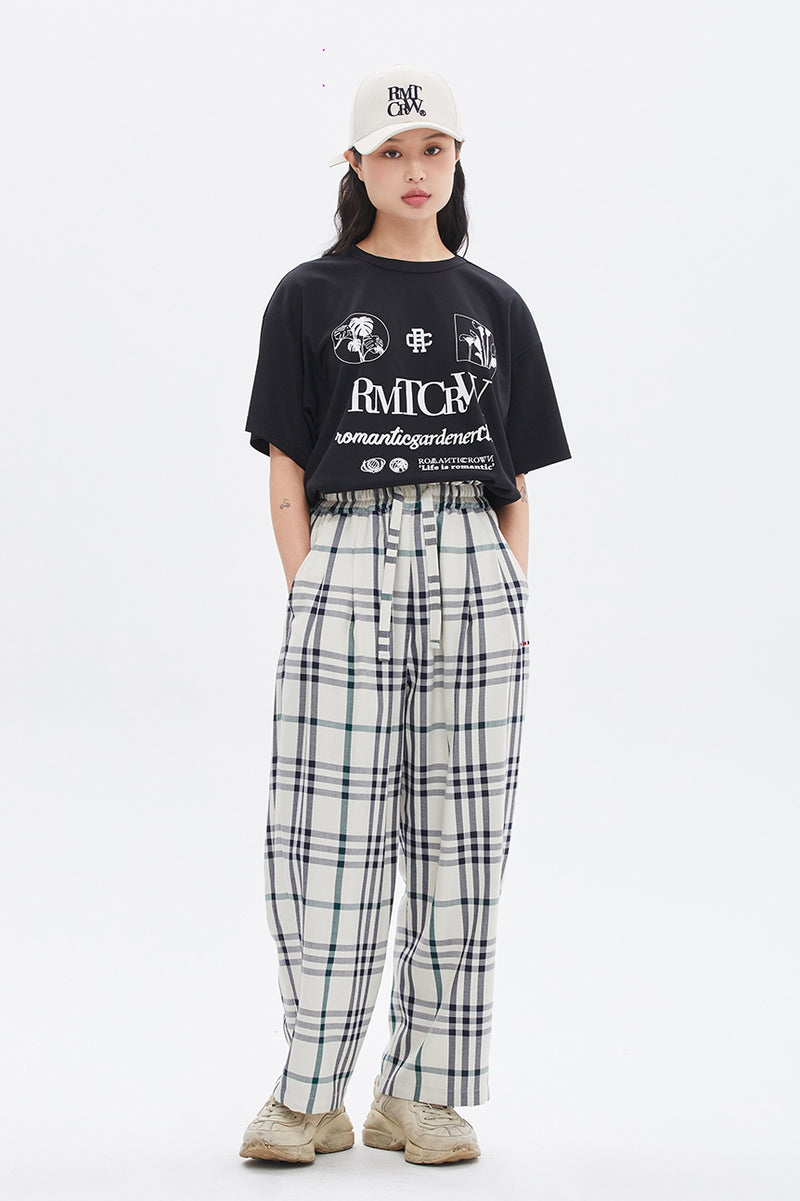 ROMANTIC CROWN(ロマンティック クラウン)  MONOCHROME SLOGAN TEE_BLACK