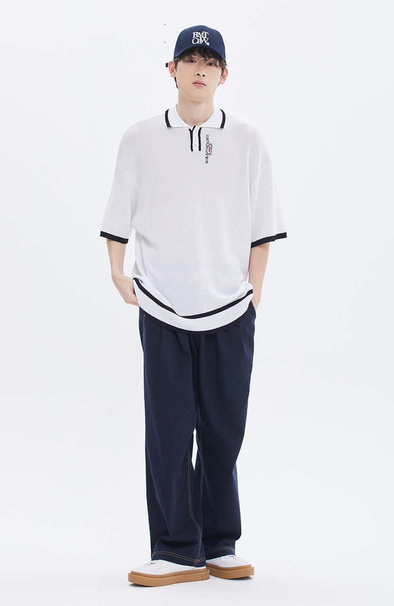 ROMANTIC CROWN(ロマンティック クラウン)  VISCOSE KNIT POLO_WHITE