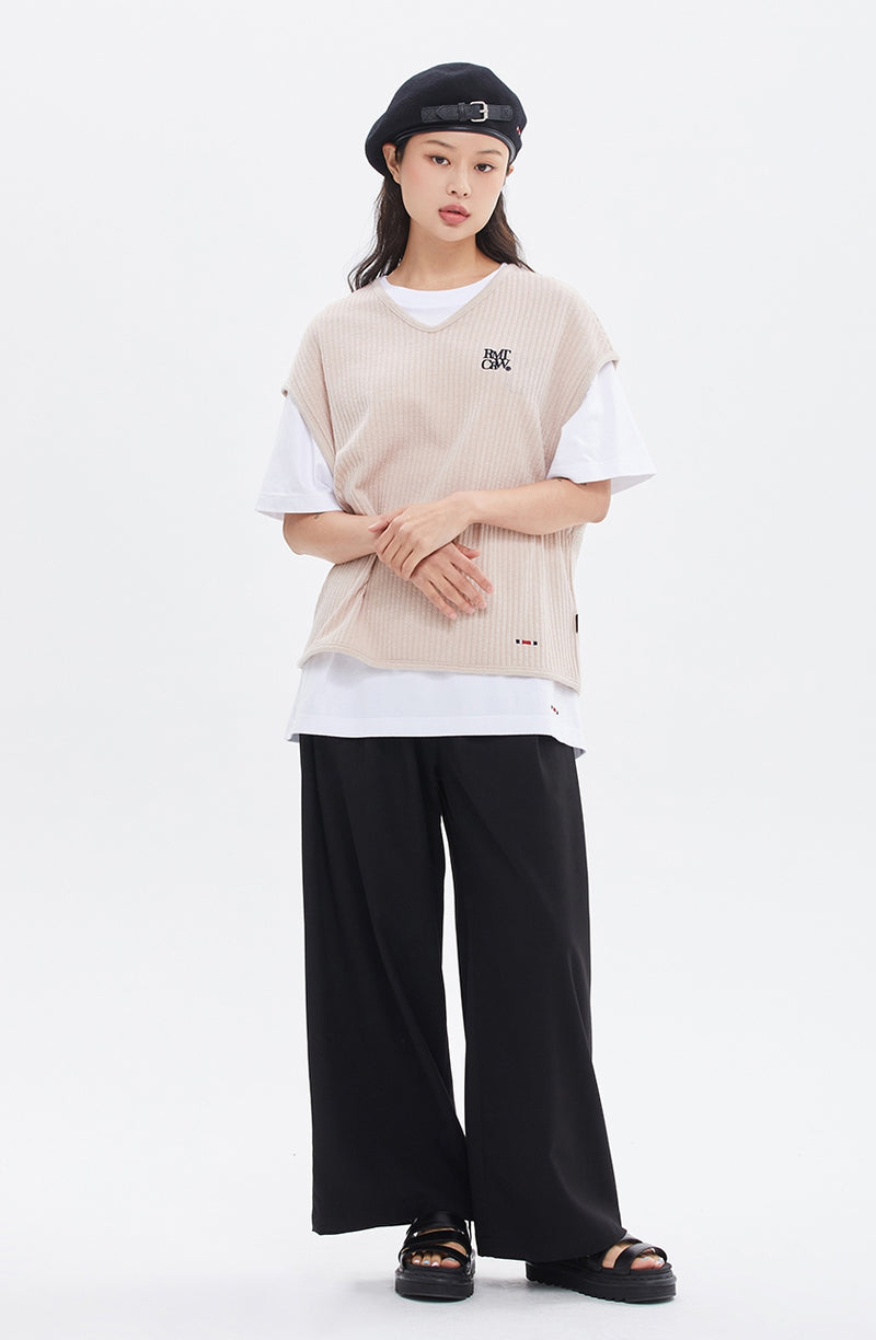 ROMANTIC CROWN(ロマンティック クラウン)  RECENT LOGO KNIT VEST_OATMEAL