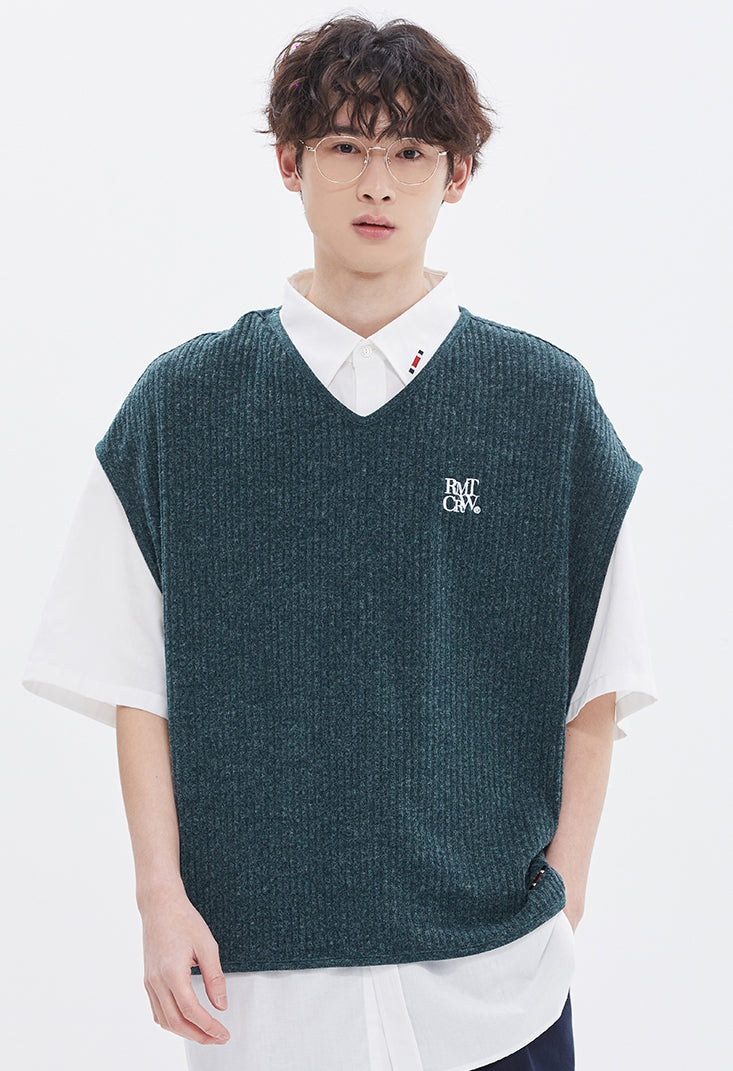 ROMANTIC CROWN(ロマンティック クラウン) RECENT LOGO KNIT VEST_GREEN