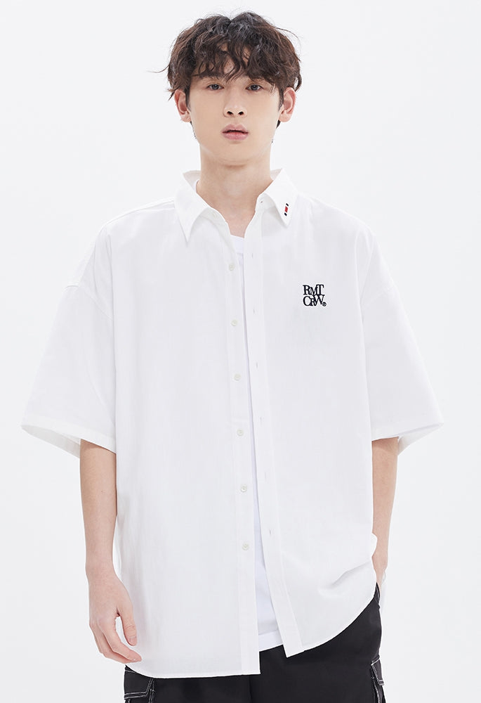 ROMANTIC CROWN(ロマンティック クラウン)  RECENT LOGO OXFORD SHIRT_WHITE