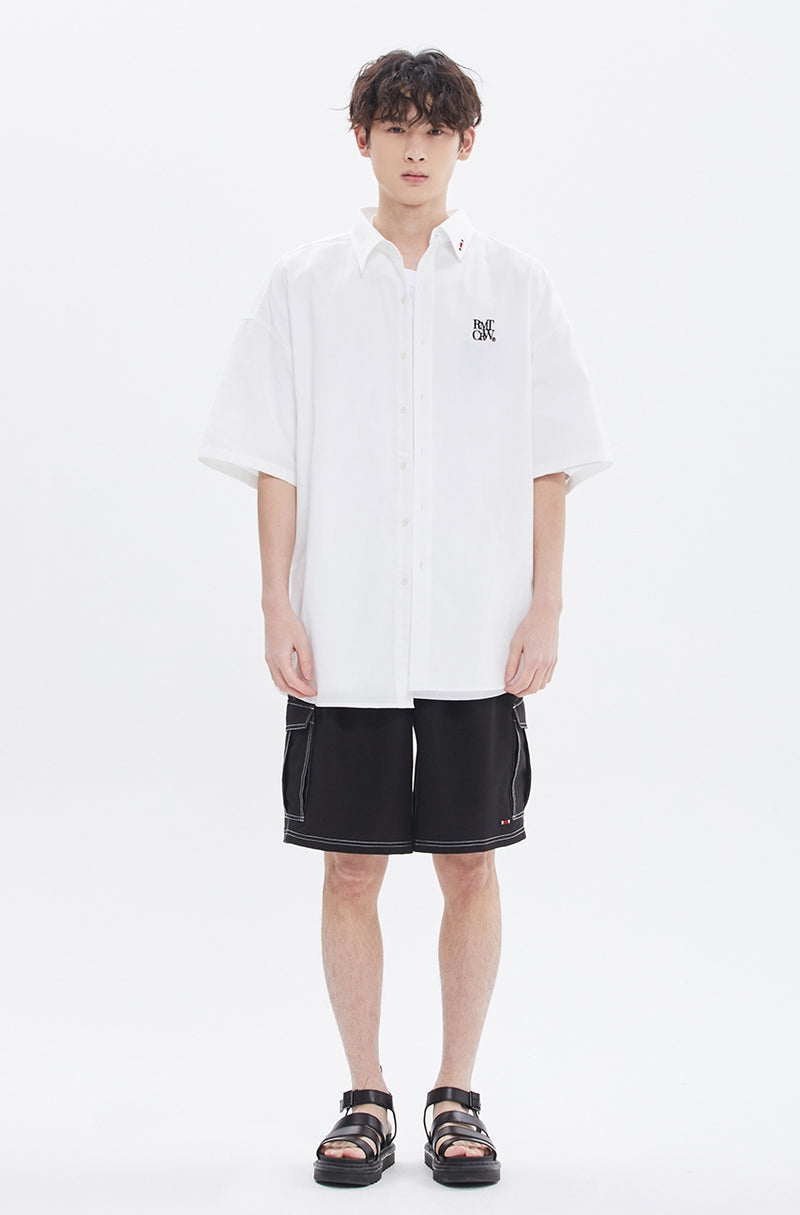 ROMANTIC CROWN(ロマンティック クラウン)  RECENT LOGO OXFORD SHIRT_WHITE