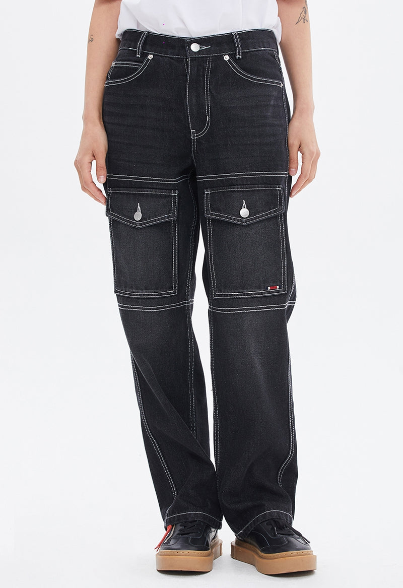 ROMANTIC CROWN(ロマンティック クラウン) STITCH POCKET WORK PANTS_BLACK