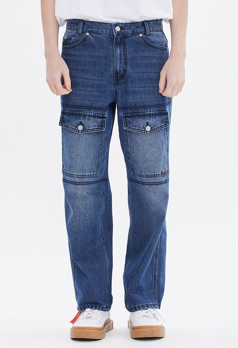 ROMANTIC CROWN(ロマンティック クラウン) STITCH POCKET WORK PANTS_BLUE