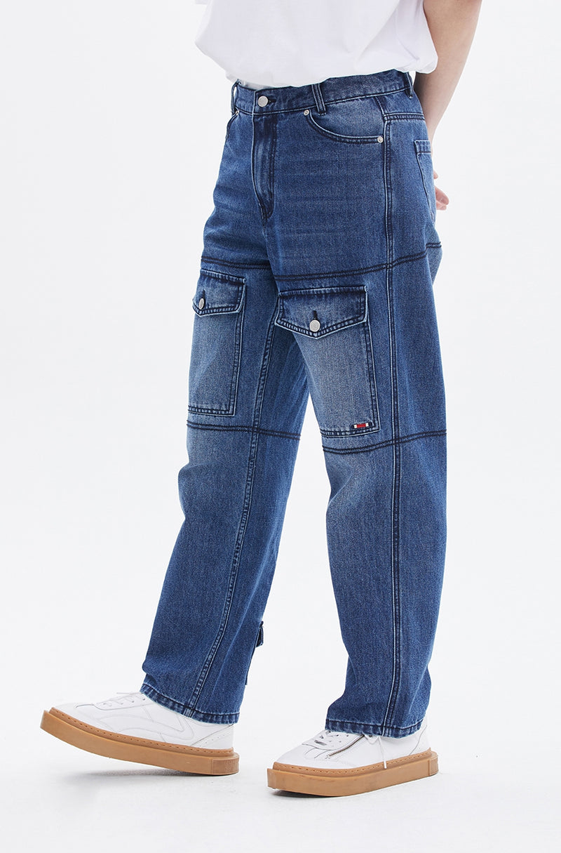 ROMANTIC CROWN(ロマンティック クラウン) STITCH POCKET WORK PANTS_BLUE