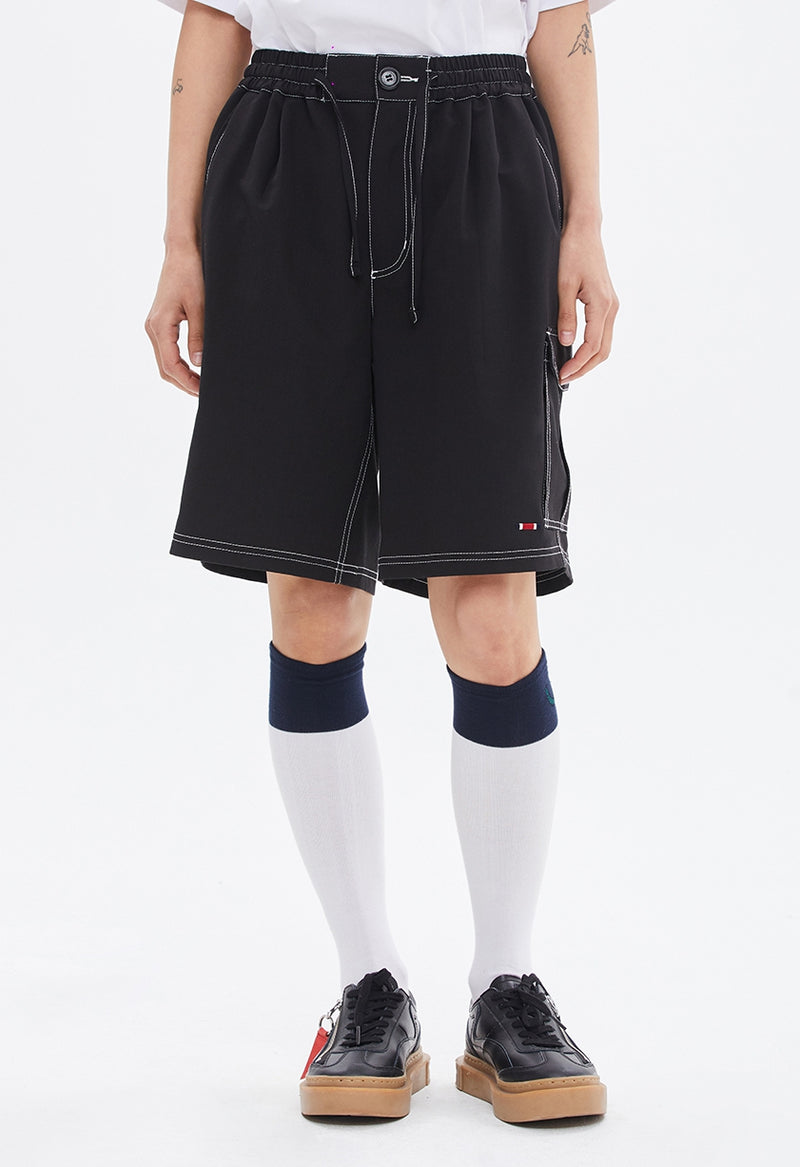 ROMANTIC CROWN(ロマンティック クラウン) STITCH POCKET HALF PANTS_BLACK