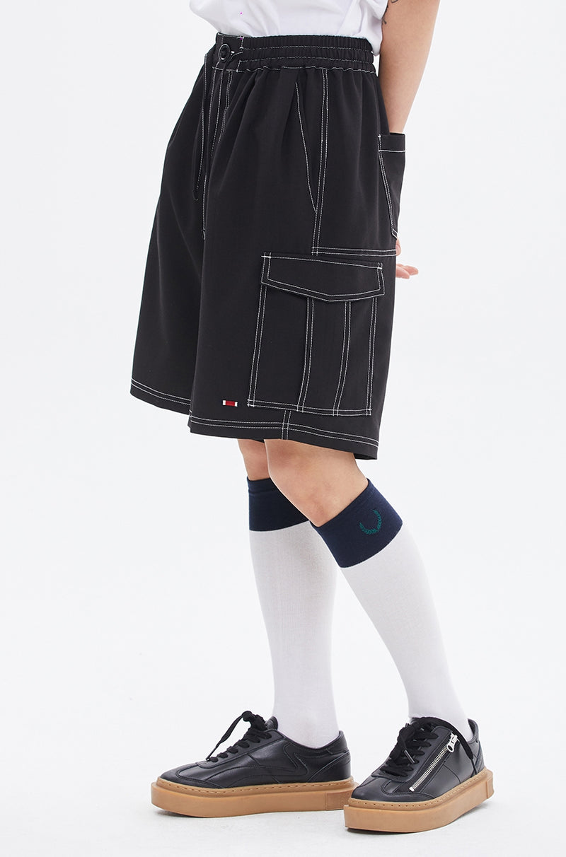 ROMANTIC CROWN(ロマンティック クラウン) STITCH POCKET HALF PANTS_BLACK