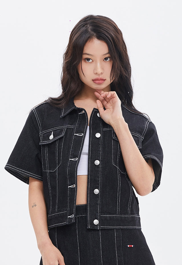 ROMANTIC CROWN(ロマンティック クラウン) WOMANS DENIM JACKET_BLACK