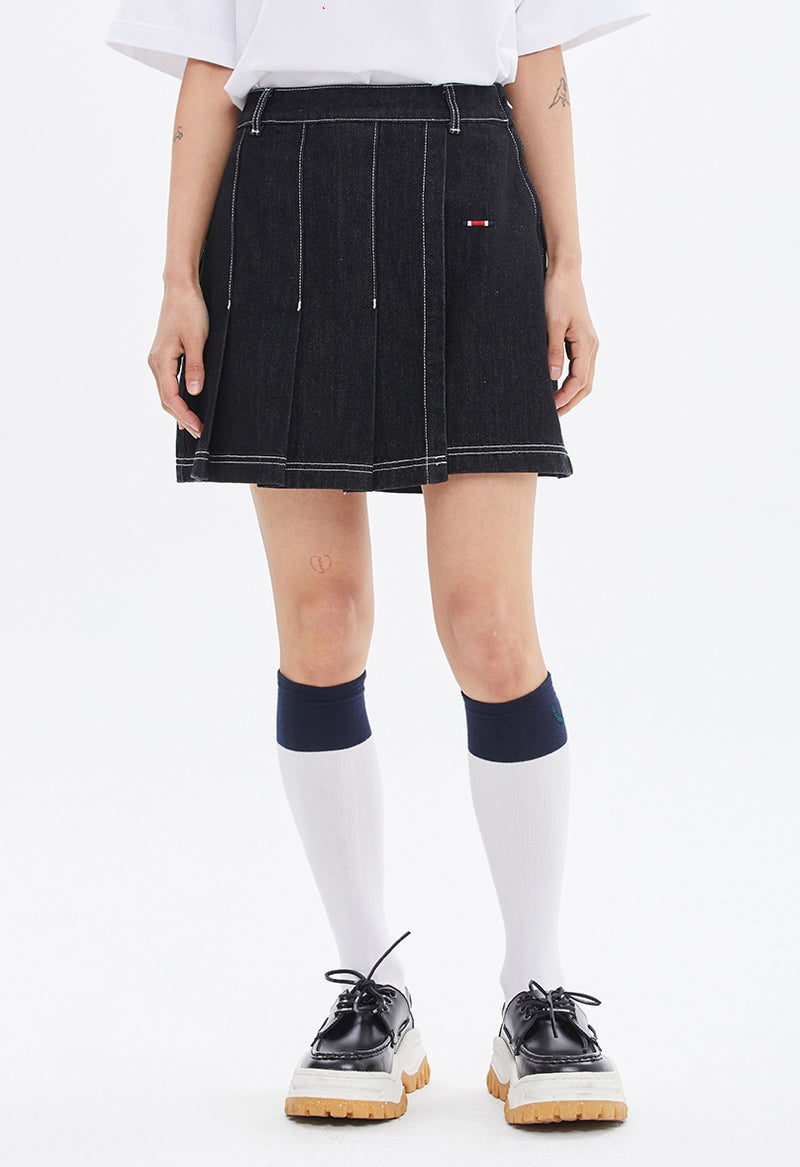 ROMANTIC CROWN(로맨틱 크라운) WOMANS DENIM SKIRT_BLACK