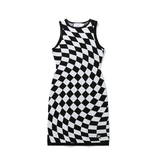 TARGETTO(ターゲット) CHECKERBOARD KNIT ONEPIECE_BLACK